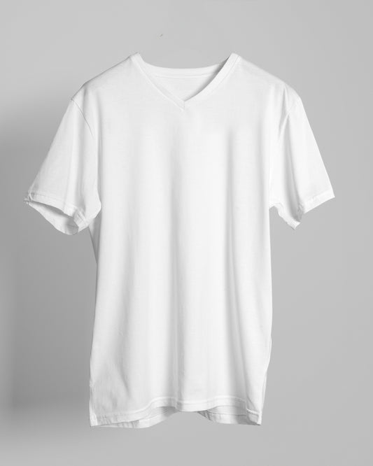 V Neck Tshirts White - Men's