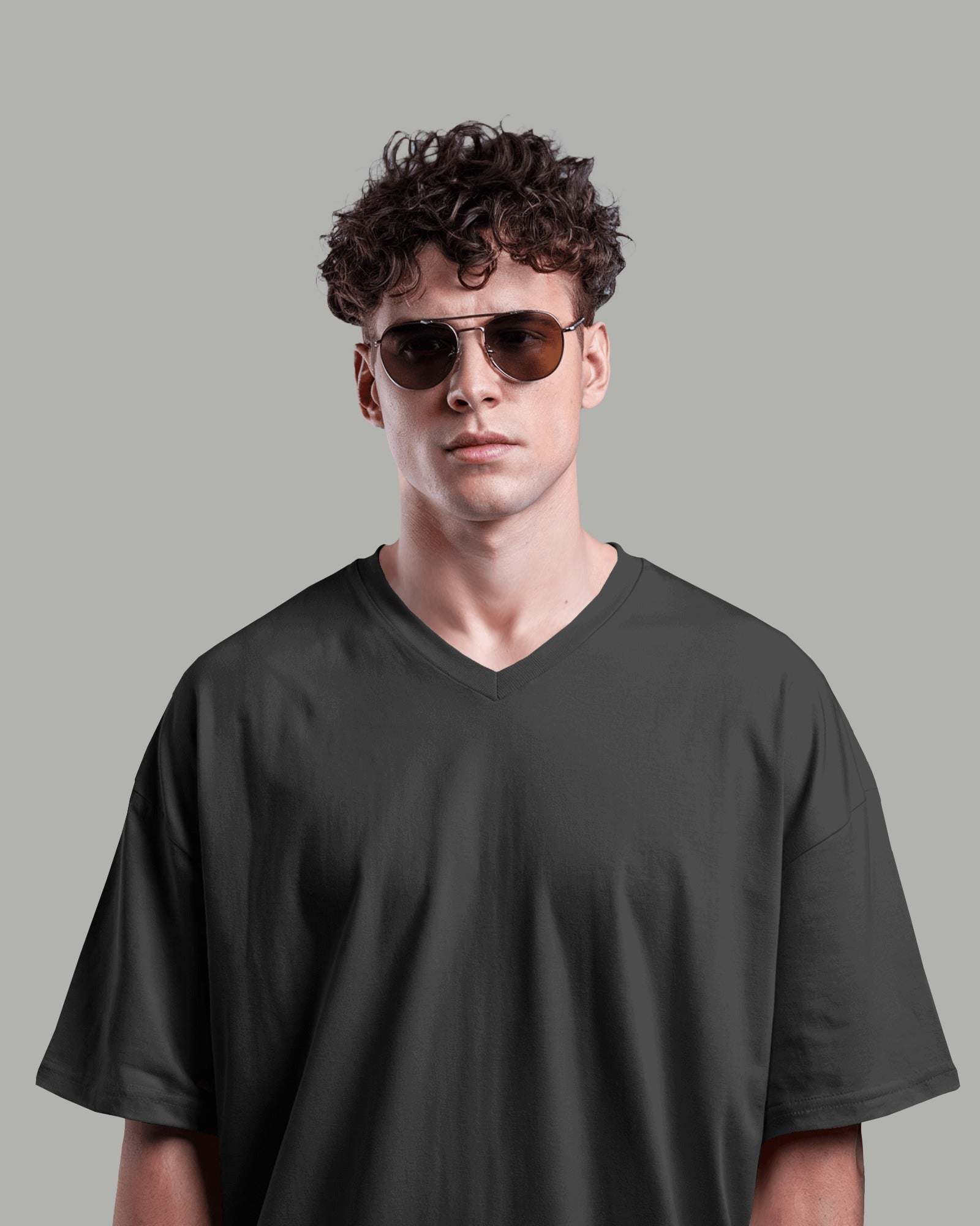 Men's V Neck Tshirt - Black