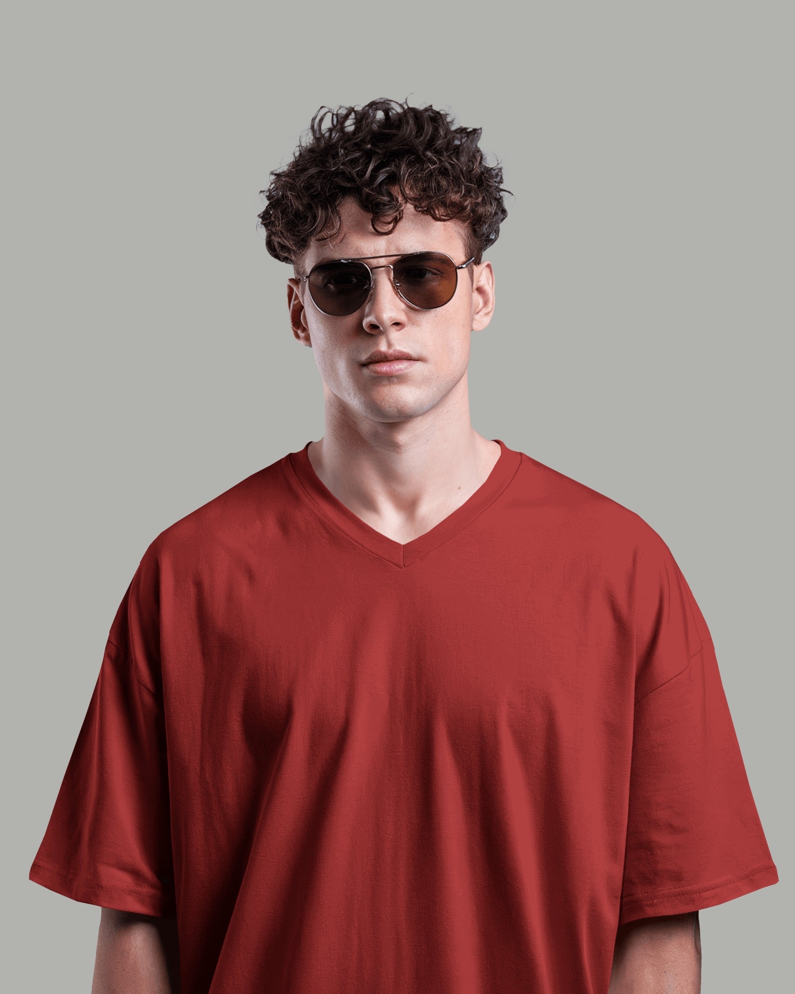 Men's V Neck Tshirt - Red