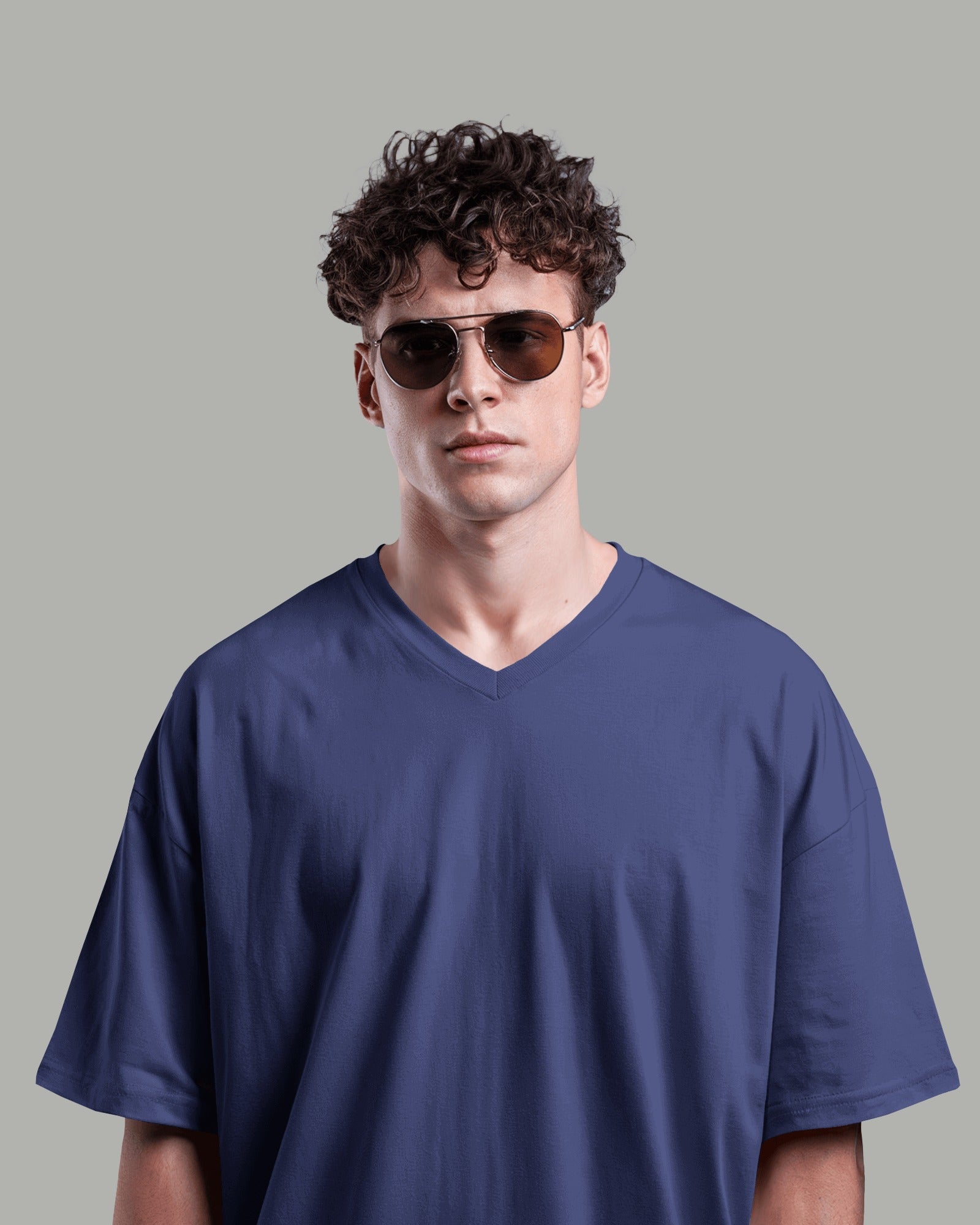 Men's V Neck Tshirt - Blue