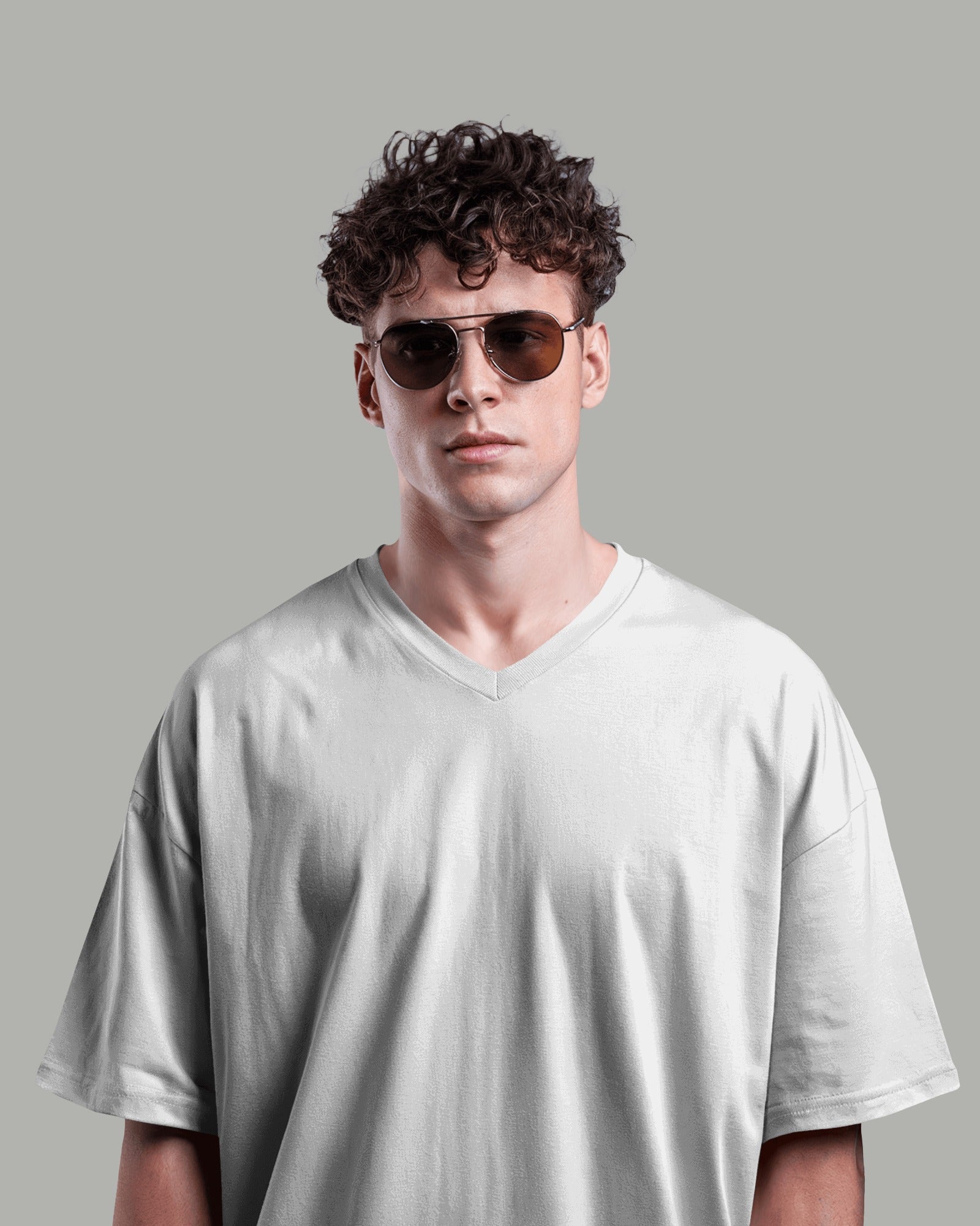 Men's V Neck Tshirt - White